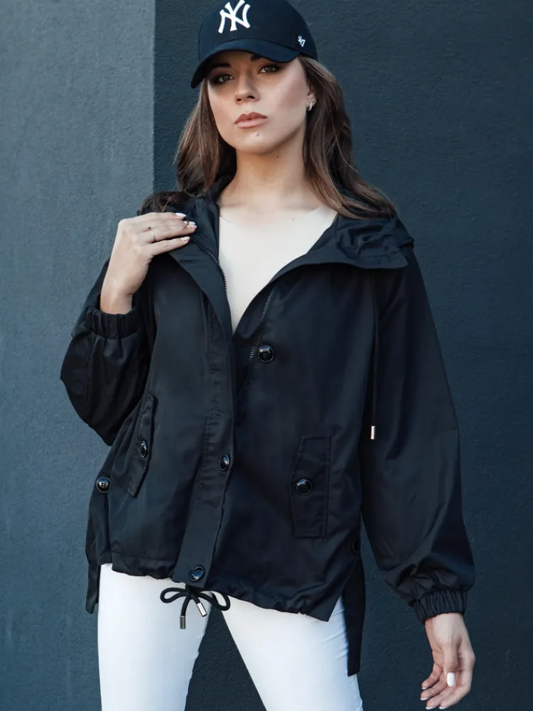 Kurtki Damskie>Dstreet Kurtka damska przejściowa z kapturem BELART czarna TY4459