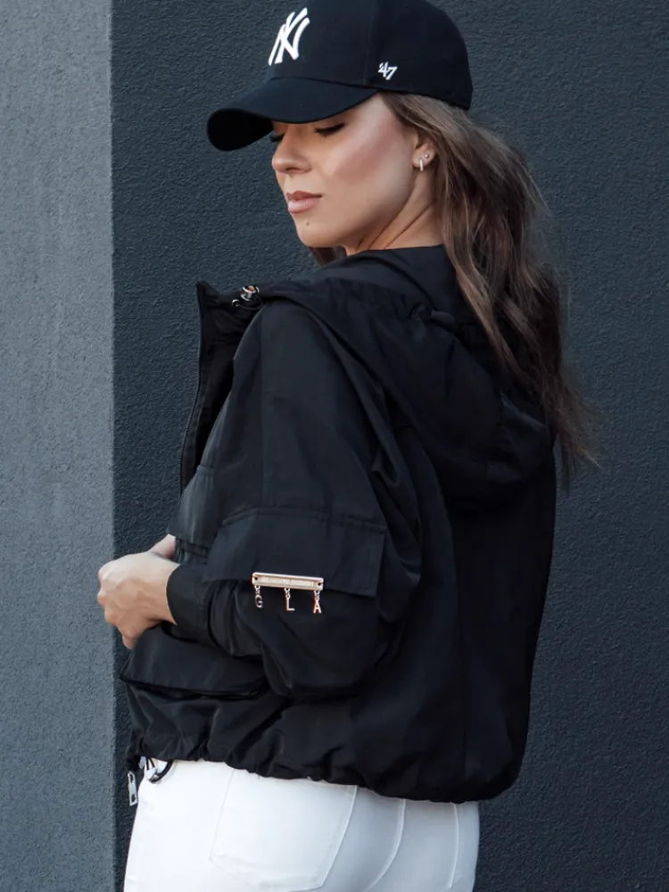 Kurtki Damskie>Dstreet Kurtka damska przejściowa z kapturem BUNOL czarna TY4469