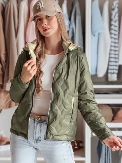 Kurtki Damskie>Dstreet Kurtka damska przejściowa dwustronna SYLVIAN zielona TY4860