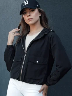 Kurtki Damskie>Dstreet Kurtka damska przejściowa z kapturem BELIJ czarna TY4470