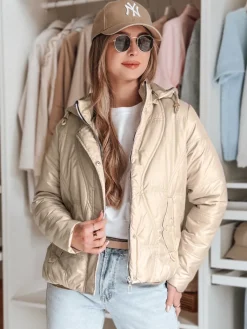 Kurtki Damskie>Dstreet Kurtka damska przejściowa pikowana MARISSIA beżowa TY4851