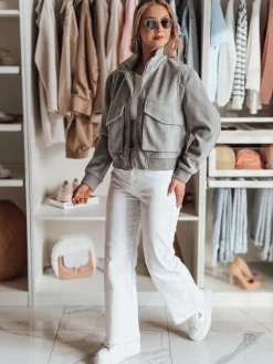 Kurtki Damskie>Dstreet Kurtka damska przejściowa bomberka oversize LUMINA szara TY4792