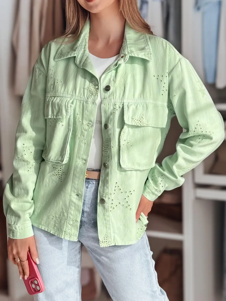 Kurtki Damskie>Dstreet Kurtka damska przejściowa one size w gwiazki STRASHINE miętowa TY4843