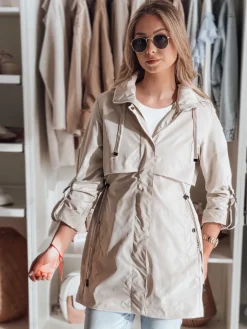 Kurtki Damskie>Dstreet Kurtka damska przejściowa parka STYLINA jasnobeżowa TY4787