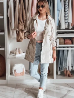 Kurtki Damskie>Dstreet Kurtka damska przejściowa parka STYLINA jasnobeżowa TY4787