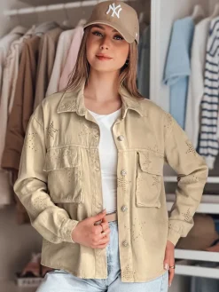 Kurtki Damskie>Dstreet Kurtka damska przejściowa one size w gwiazki STRASHINE brązowa TY4847