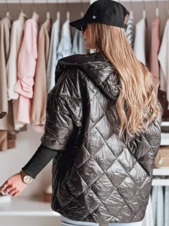 Kurtki Damskie>Dstreet Kurtka damska przejściowa pikowana oversize PUFFILOF czarna TY4855