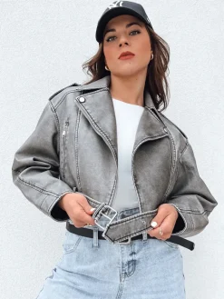 Kurtki Damskie>Dstreet Kurtka damska skórzana BADEN czarna TY4335