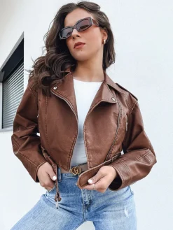 Kurtki Damskie>Dstreet Kurtka damska skórzana BADEN kamelowa TY4337