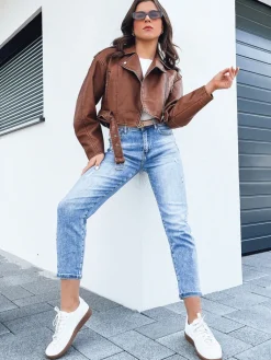 Kurtki Damskie>Dstreet Kurtka damska skórzana BADEN kamelowa TY4337