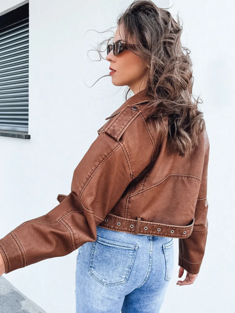 Kurtki Damskie>Dstreet Kurtka damska skórzana BADEN kamelowa TY4337