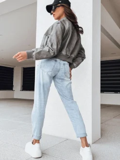 Kurtki Damskie>Dstreet Kurtka damska skórzana bomberka SANTOL szara TY4340