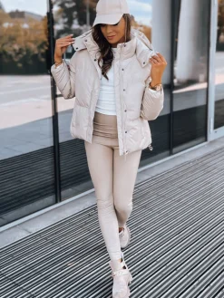 Kurtki Damskie>Dstreet Kurtka damska skórzana COLLAR beżowa TY3763