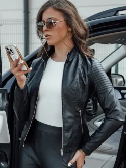 Kurtki Damskie>Dstreet Kurtka damska skórzana JAMIE czarna TY4546