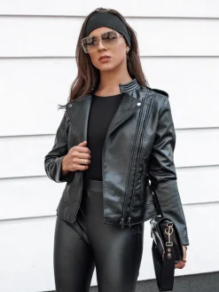 Kurtki Damskie>Dstreet Kurtka damska skórzana ramoneska RAVENIX czarna TY4635