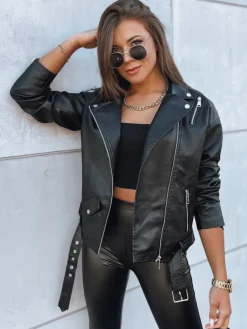 Kurtki Damskie>Dstreet Kurtka damska skórzana VOGUE GLAM czarna TY3898