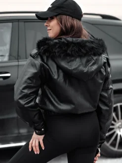 Kurtki Damskie>Dstreet Kurtka damska skórzana z futerkiem SOFTREBEL czarna TY4762