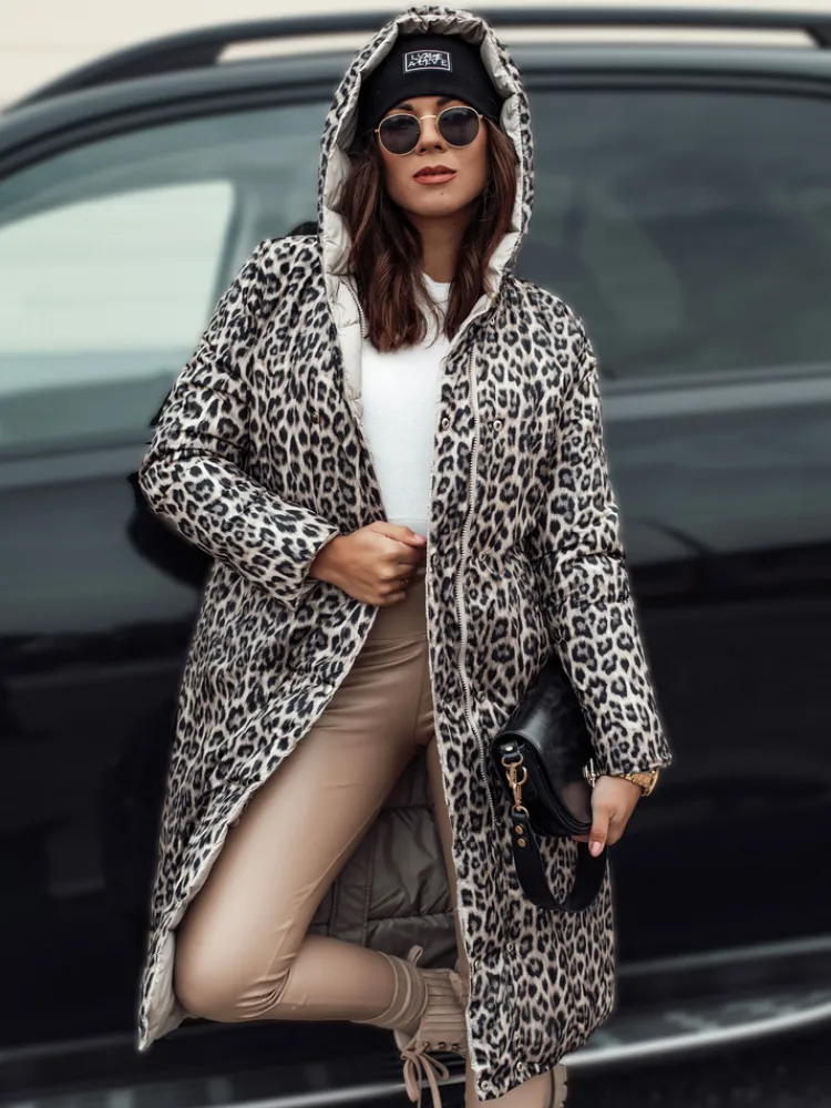 Kurtki Damskie>Dstreet Kurtka damska VELVETTI długa pikowana z kapturem dwustronna beżowa TY4653