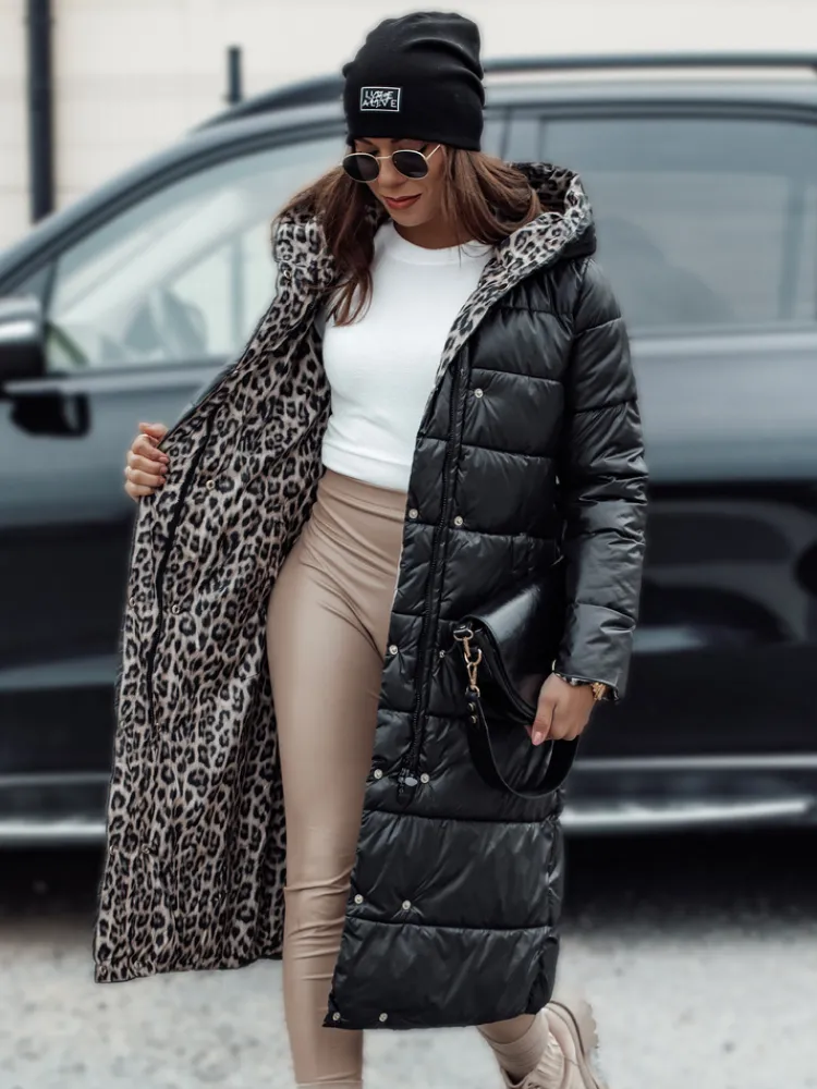 Kurtki Damskie>Dstreet Kurtka damska VELVETTI długa pikowana z kapturem dwustronna czarna TY4654