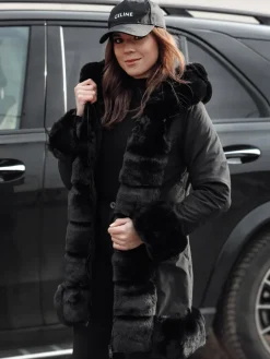 Kurtki Damskie>Dstreet Kurtka damska z futerkiem FURRWINT czarna TY4772