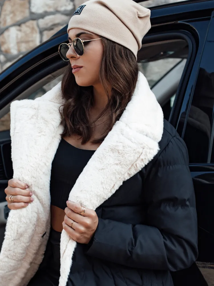 Kurtki Damskie>Dstreet Kurtka damska zimowa BALLMODA długa z futerkiem czarna TY4586