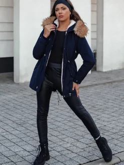 Kurtki Damskie>Dstreet Kurtka damska zimowa CHICOK ocieplana z futerkiem granatowa TY4612