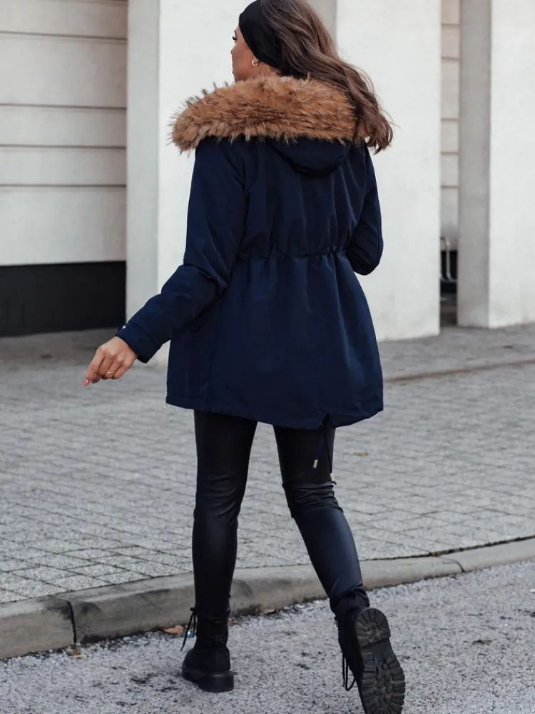 Kurtki Damskie>Dstreet Kurtka damska zimowa CHICOK ocieplana z futerkiem granatowa TY4612
