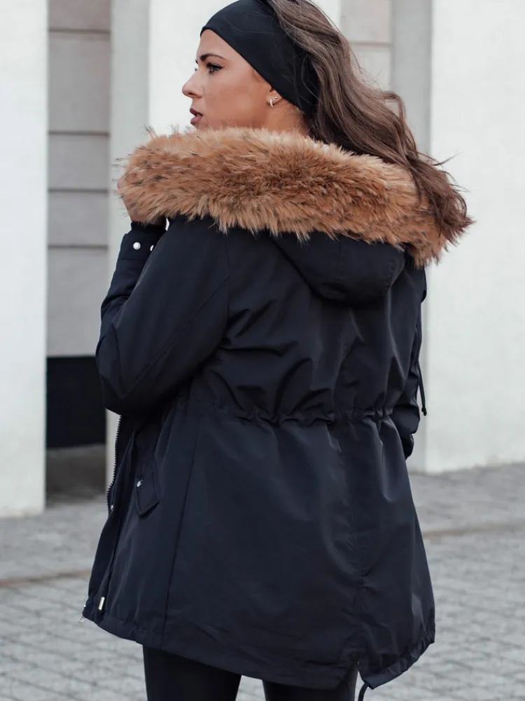 Kurtki Damskie>Dstreet Kurtka damska zimowa CHICOK ocieplana z futerkiem czarna TY4611