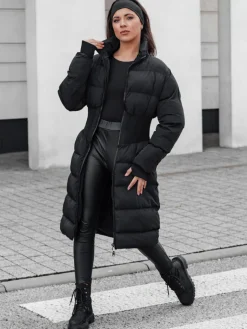 Kurtki Damskie>Dstreet Kurtka damska zimowa długa pikowana FABWARM czarna TY4620
