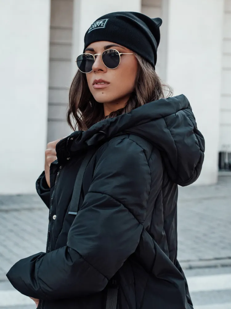 Kurtki Damskie>Dstreet Kurtka damska zimowa długa pikowana z kapturem STREETFIT czarna TY4599