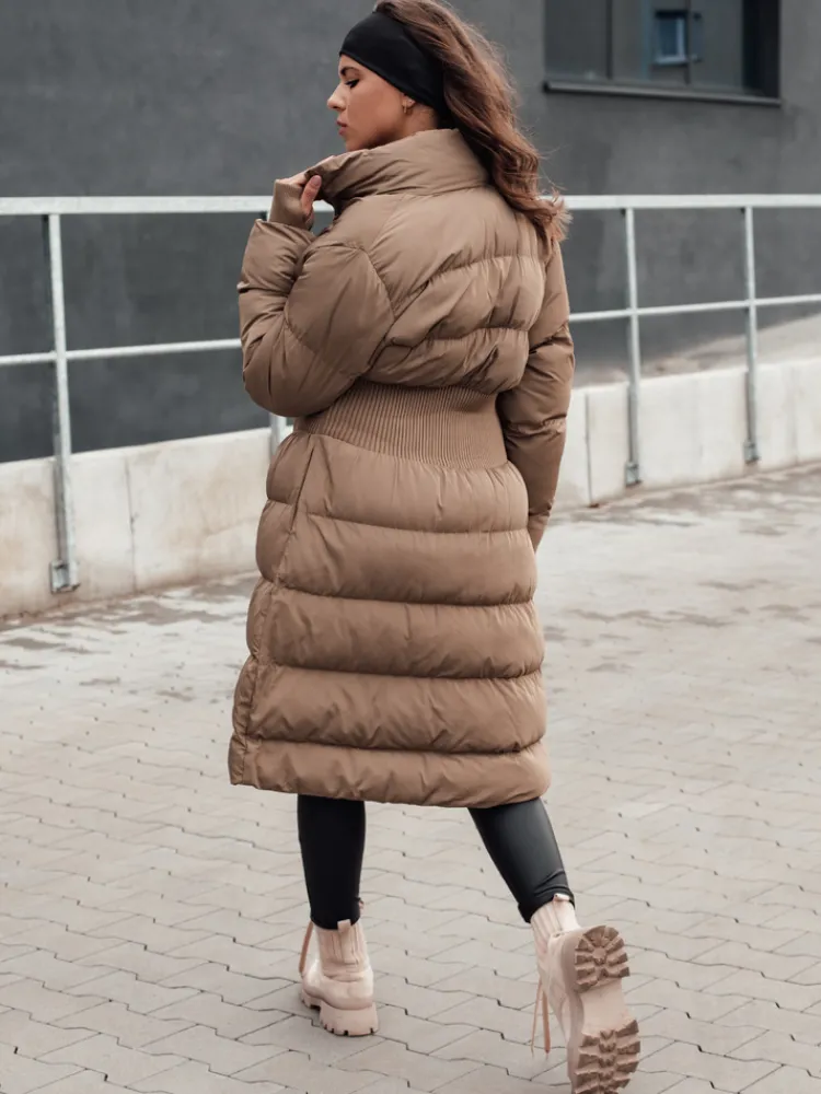 Kurtki Damskie>Dstreet Kurtka damska zimowa długa pikowana FABWARM beżowa TY4621