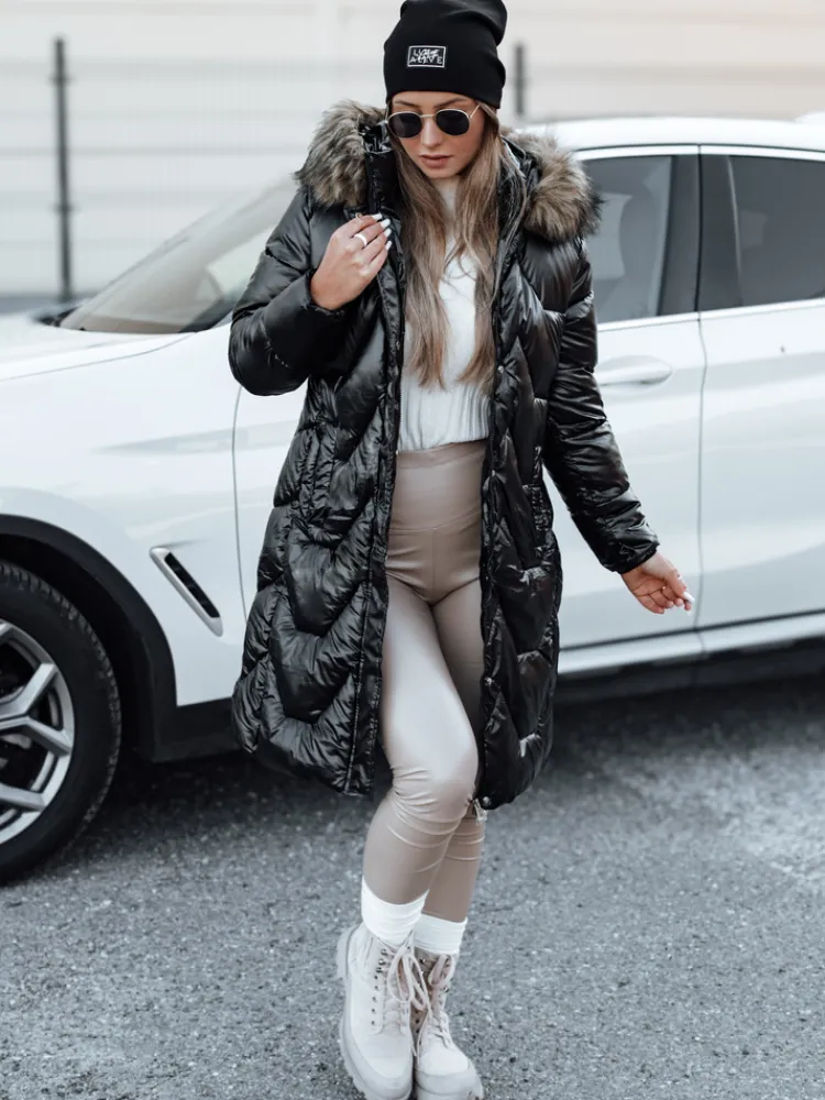 Kurtki Damskie>Dstreet Kurtka damska zimowa ELECIO długa pikowana z kapturem czarna TY4681