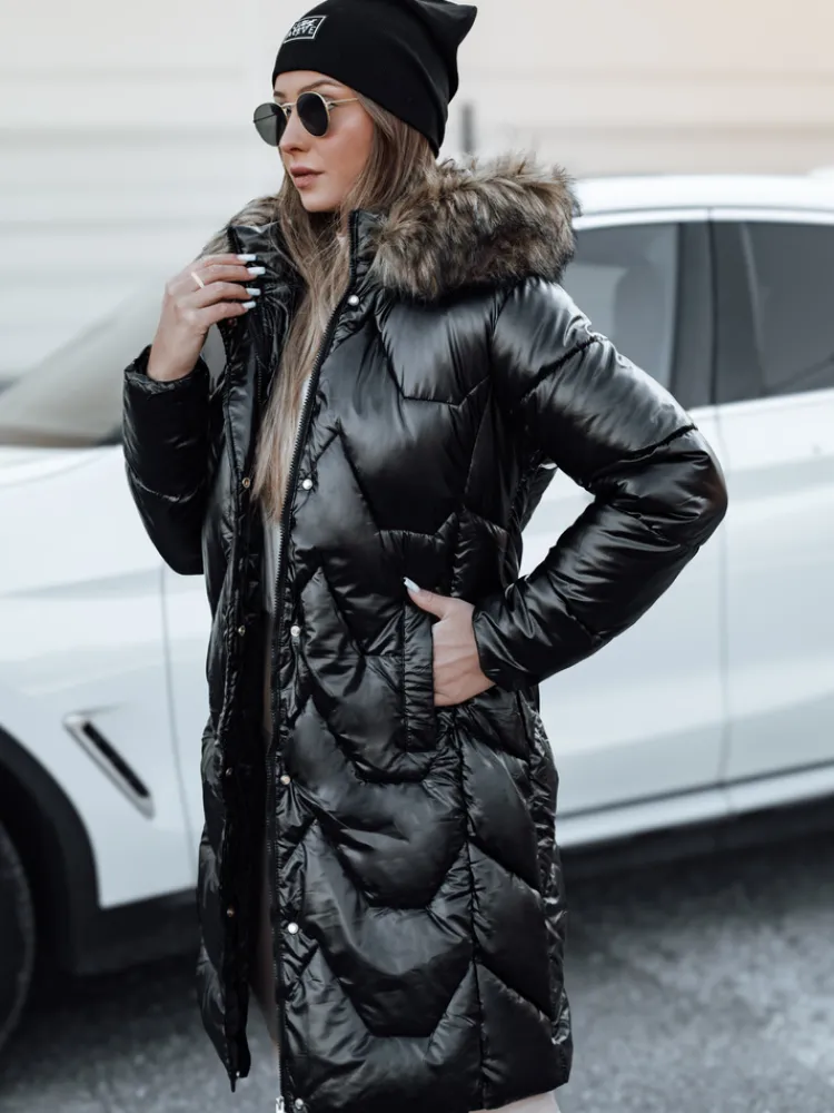 Kurtki Damskie>Dstreet Kurtka damska zimowa ELECIO długa pikowana z kapturem czarna TY4681