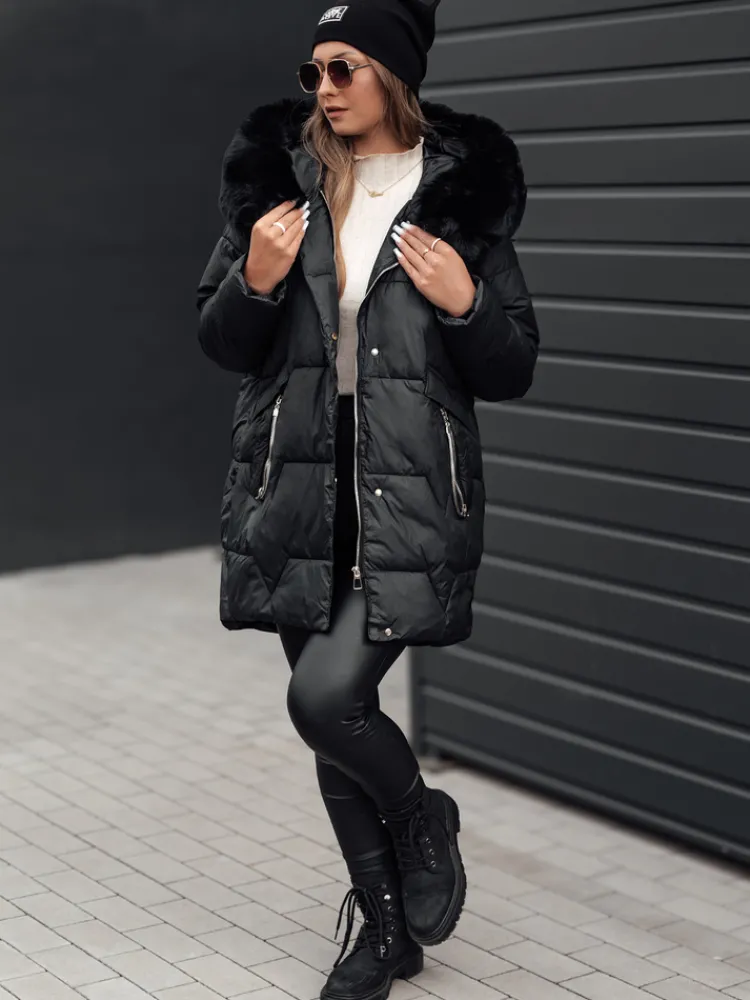 Kurtki Damskie>Dstreet Kurtka damska zimowa FROSTYFIT pikowana z kapturem czarna TY4675