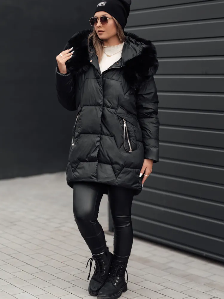 Kurtki Damskie>Dstreet Kurtka damska zimowa FROSTYFIT pikowana z kapturem czarna TY4675