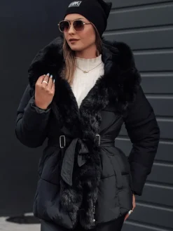 Kurtki Damskie>Dstreet Kurtka damska zimowa FURSOFT pikowana z kapturem czarna TY4670