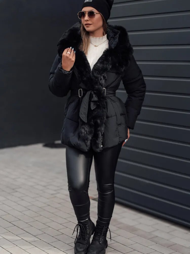 Kurtki Damskie>Dstreet Kurtka damska zimowa FURSOFT pikowana z kapturem czarna TY4670