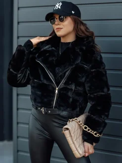 Kożuszki Damskie|Kurtki Damskie>Dstreet Kurtka damska zimowa futrzana SAVARA czarna TY4693