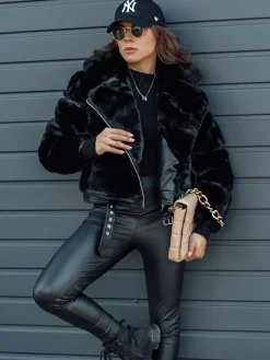 Kożuszki Damskie|Kurtki Damskie>Dstreet Kurtka damska zimowa futrzana SAVARA czarna TY4693