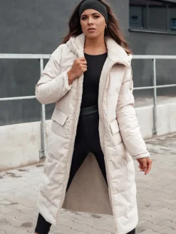 Kurtki Damskie>Dstreet Kurtka damska zimowa GLAMPUFF dwustronna pikowana z kapturem beżowa TY4605