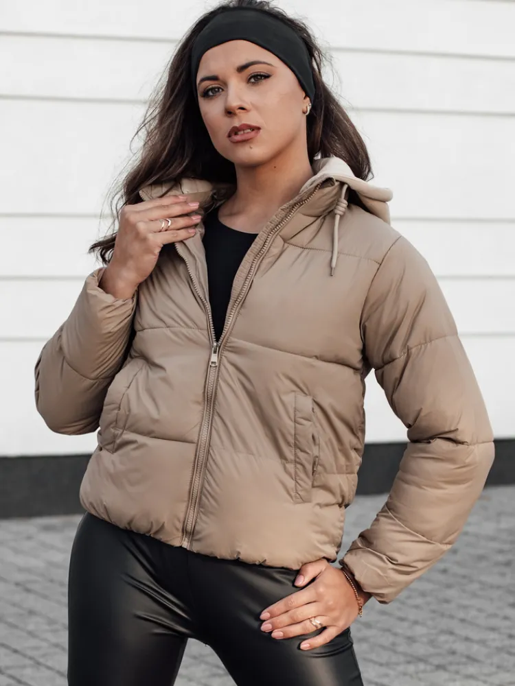 Kurtki Damskie>Dstreet Kurtka damska zimowa krótka GLAMVO puchowa z kapturem brązowa TY4618