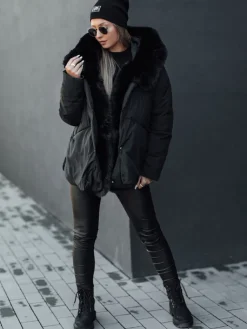 Kurtki Damskie>Dstreet Kurtka damska zimowa LUNAVI pikowana z futerkiem czarna TY4667