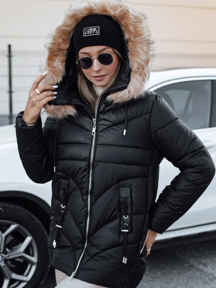 Kurtki Damskie>Dstreet Kurtka damska zimowa MELOMA pikowana z kapturem czarna TY4713