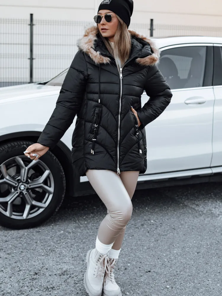 Kurtki Damskie>Dstreet Kurtka damska zimowa MELOMA pikowana z kapturem czarna TY4713