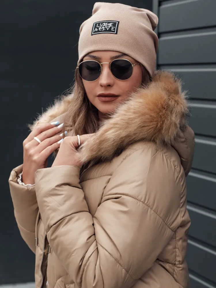 Kurtki Damskie>Dstreet Kurtka damska zimowa MELOMA pikowana z kapturem beżowa TY4712