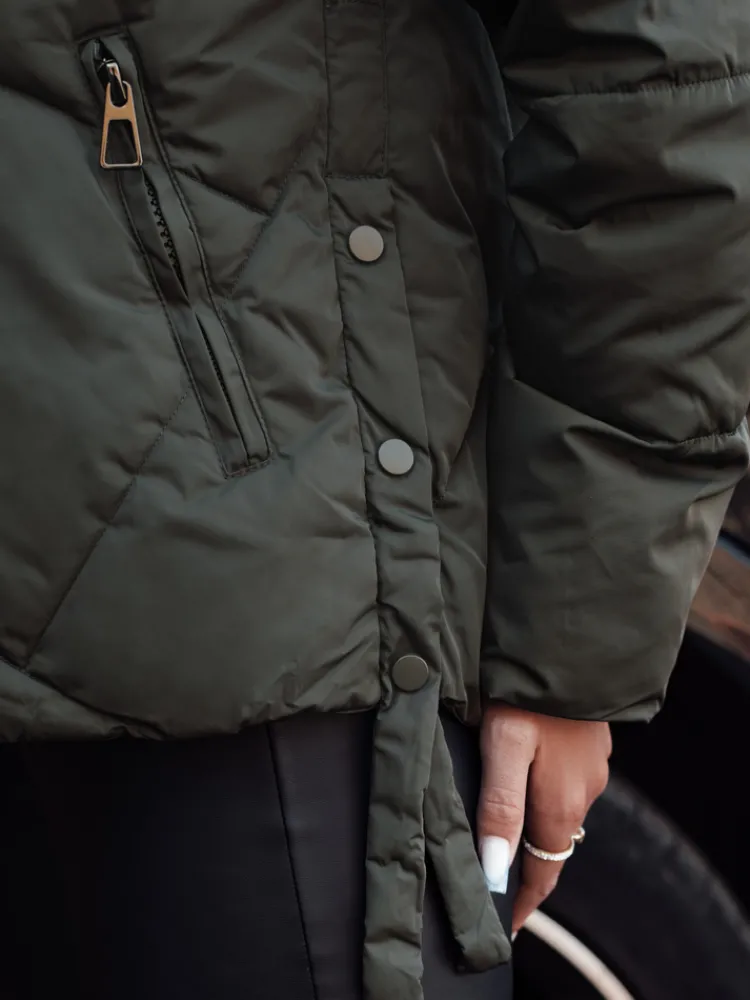 Kurtki Damskie>Dstreet Kurtka damska zimowa MODIVA pikowana z kapturem zielona TY4727