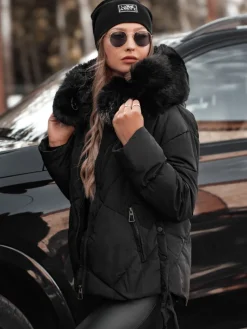 Kurtki Damskie>Dstreet Kurtka damska zimowa MODIVA pikowana z kapturem czarna TY4726