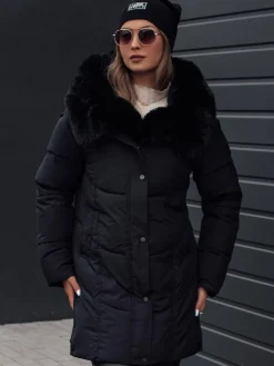 Kurtki Damskie>Dstreet Kurtka damska zimowa MORISIO długa pikowana z kapturem czarna TY4702