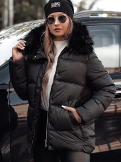 Kurtki Damskie>Dstreet Kurtka damska zimowa NORDKOLL pikowana z kapturem czarna TY4711