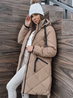 Kurtki Damskie>Dstreet Kurtka damska zimowa oversize MELODY z kapturem beżowa TY3990